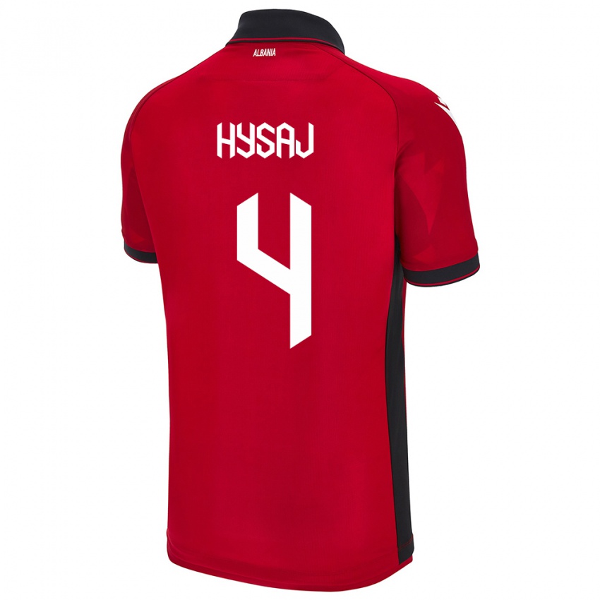 Homem Camisola Albânia Elseid Hysaj #4 Vermelho Principal 24-26 Camisa Brasil