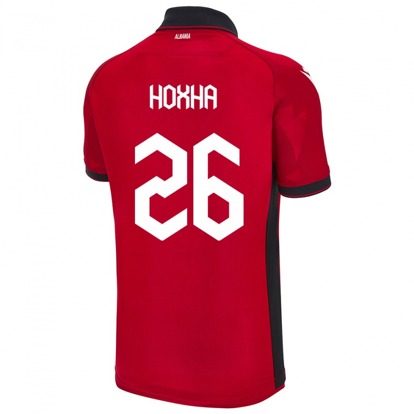 Homem Camisola Albânia Arbër Hoxha #26 Vermelho Principal 24-26 Camisa Brasil