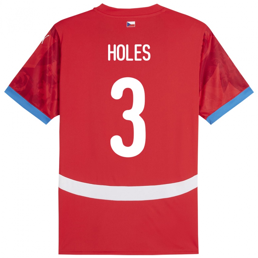 Homem Camisola República Checa Tomas Holes #3 Vermelho Principal 24-26 Camisa Brasil