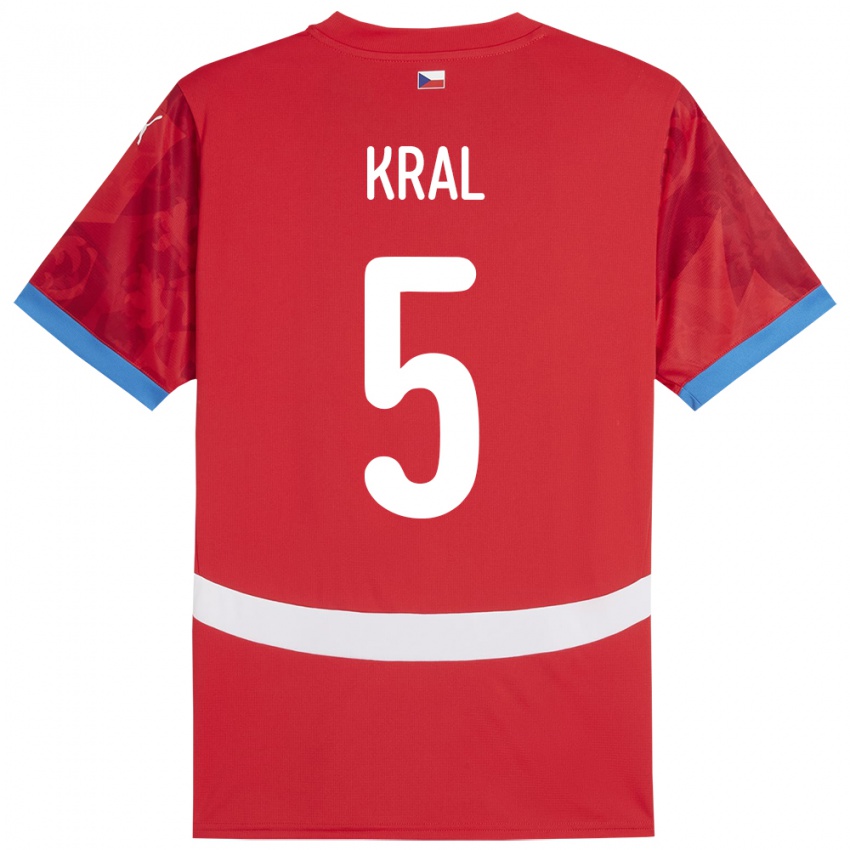 Homem Camisola República Checa Tomas Kral #5 Vermelho Principal 24-26 Camisa Brasil