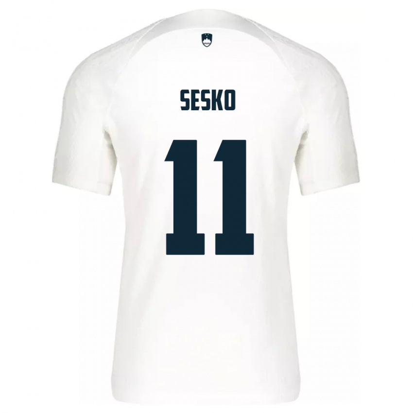 Homem Camisola Eslovênia Benjamin Sesko #11 Branco Principal 24-26 Camisa Brasil