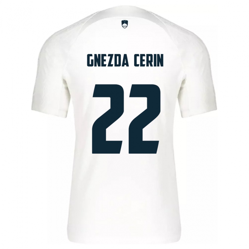 Homem Camisola Eslovênia Adam Gnezda Cerin #22 Branco Principal 24-26 Camisa Brasil