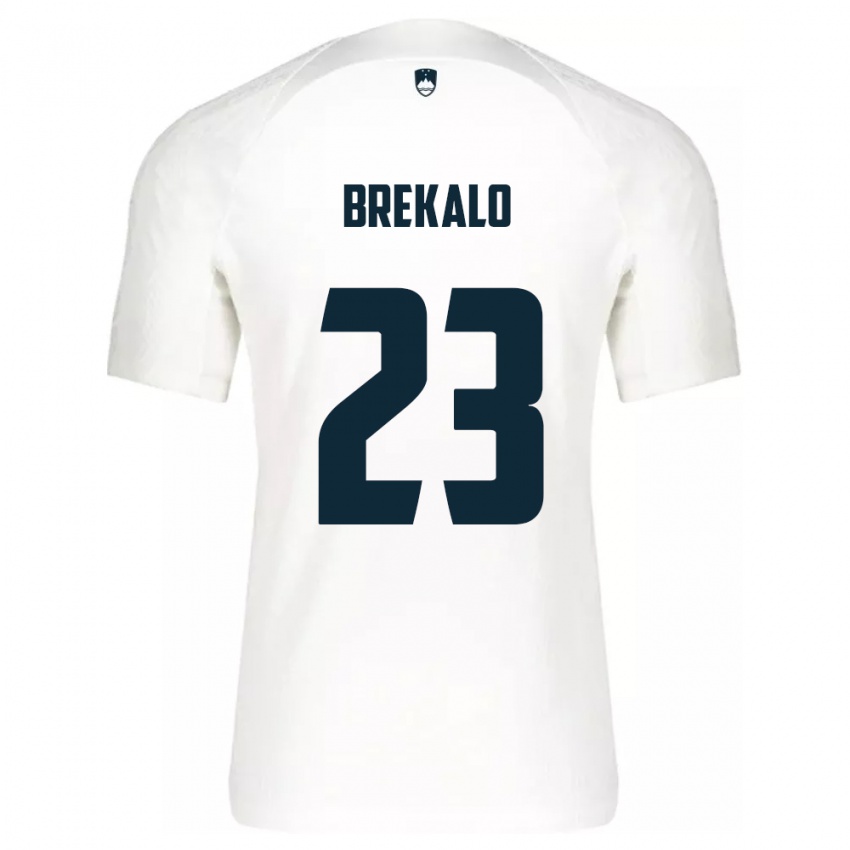 Homem Camisola Eslovênia David Brekalo #23 Branco Principal 24-26 Camisa Brasil