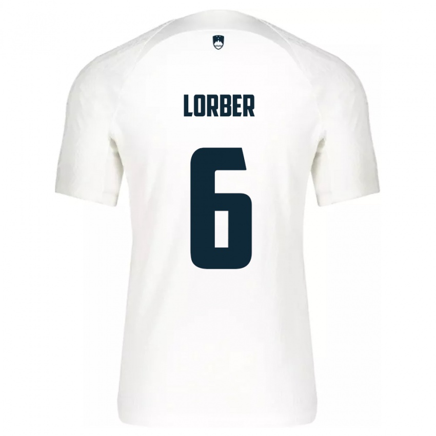 Homem Camisola Eslovênia Marcel Lorber #6 Branco Principal 24-26 Camisa Brasil