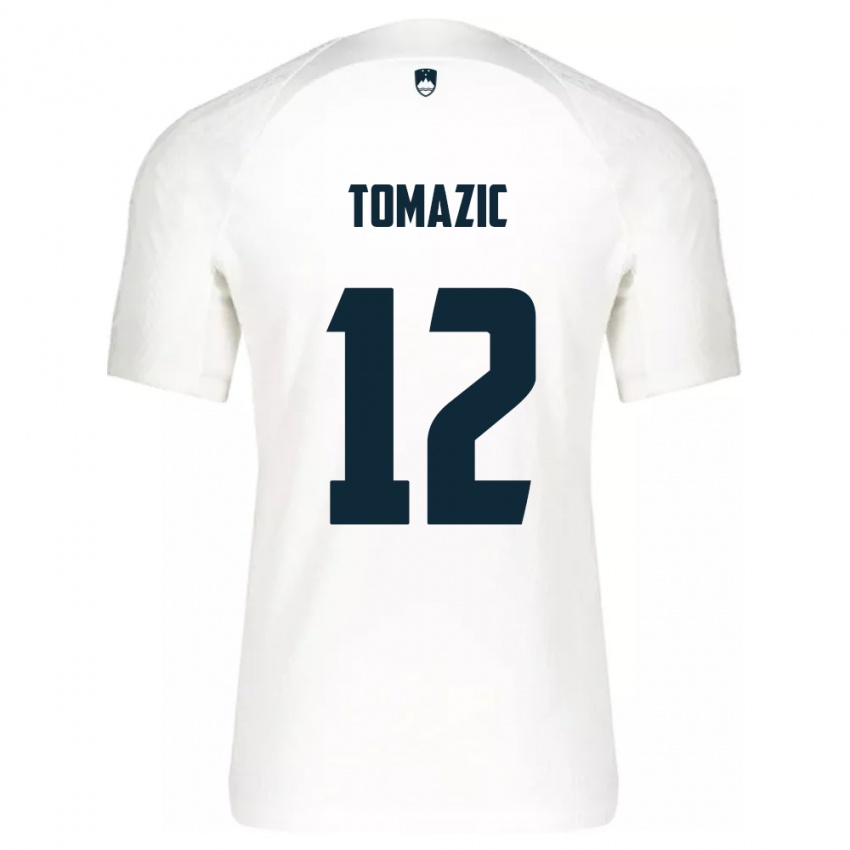 Homem Camisola Eslovênia Lukas Tomazic #12 Branco Principal 24-26 Camisa Brasil