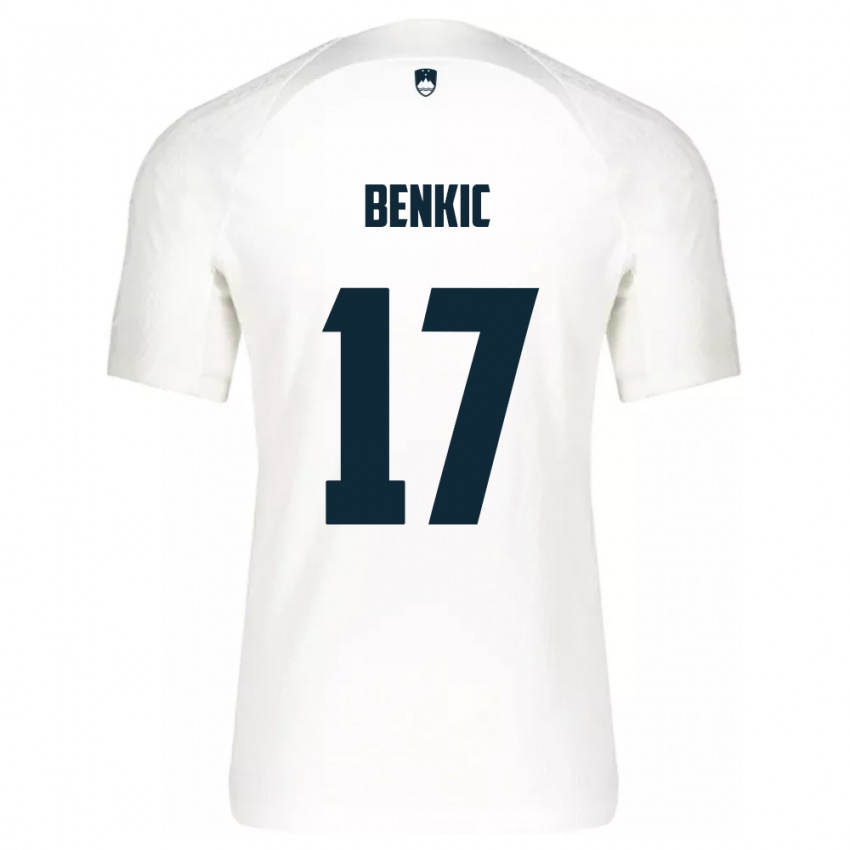 Homem Camisola Eslovênia Kevin Benkic #17 Branco Principal 24-26 Camisa Brasil