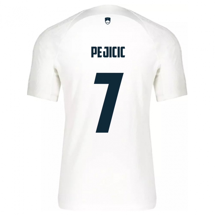 Homem Camisola Eslovênia David Pejičić #7 Branco Principal 24-26 Camisa Brasil