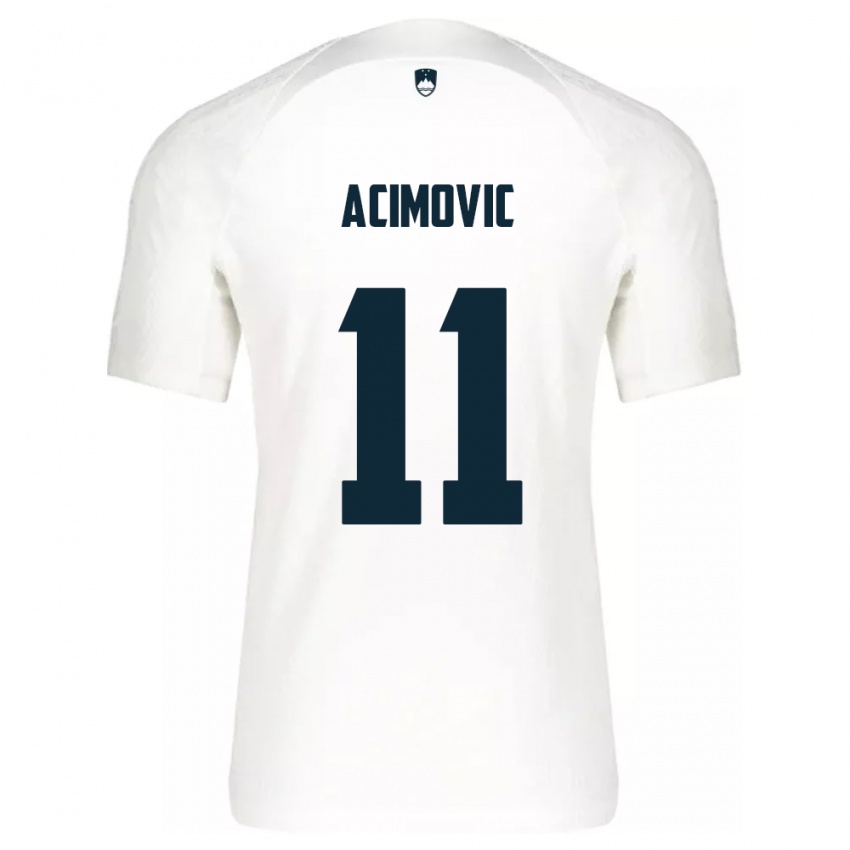 Homem Camisola Eslovênia Mateo Acimovic #11 Branco Principal 24-26 Camisa Brasil