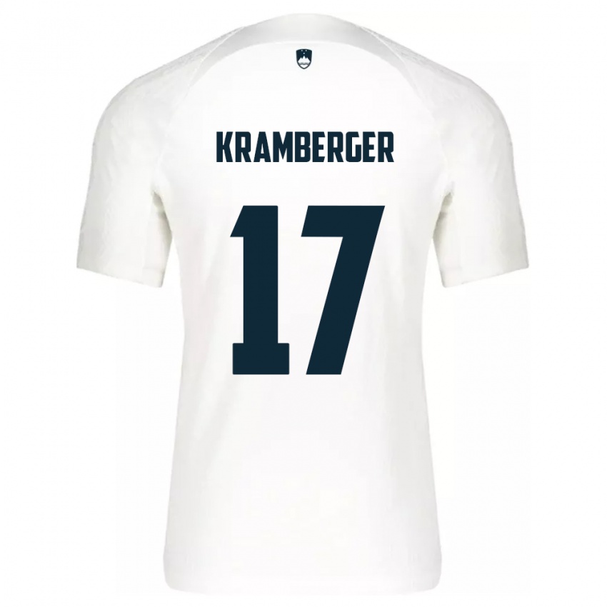 Homem Camisola Eslovênia Enej Kramberger #17 Branco Principal 24-26 Camisa Brasil