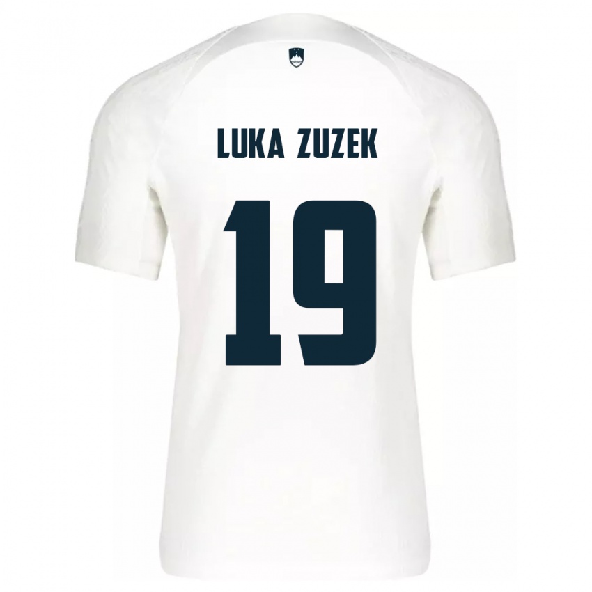 Homem Camisola Eslovênia Zan Luka Zuzek #19 Branco Principal 24-26 Camisa Brasil