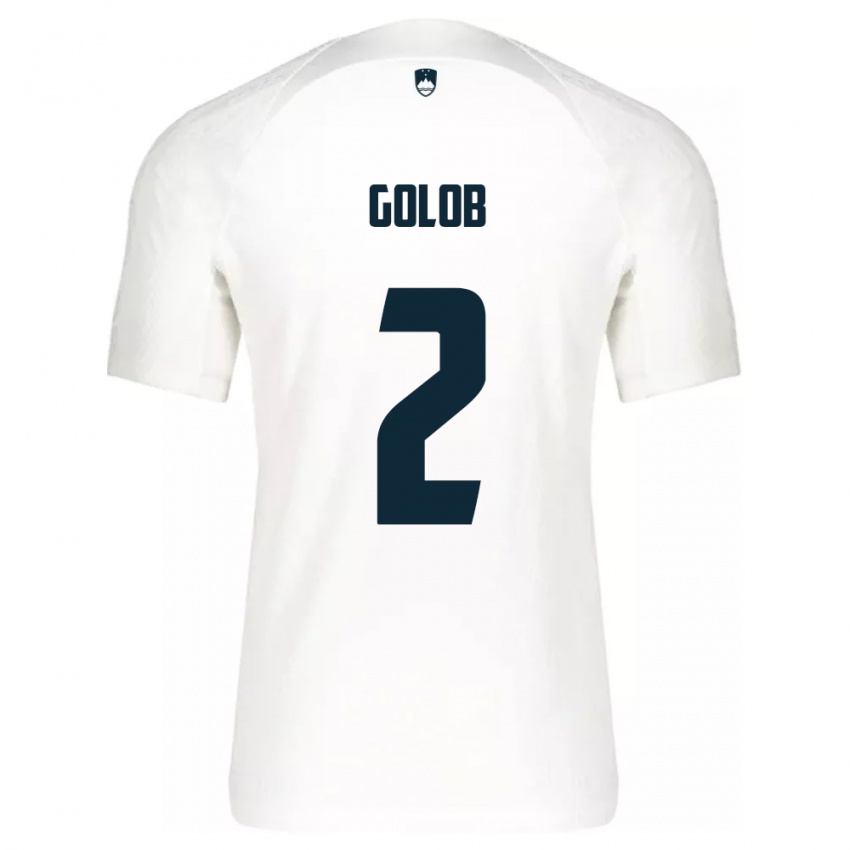 Homem Camisola Eslovênia Lana Golob #2 Branco Principal 24-26 Camisa Brasil