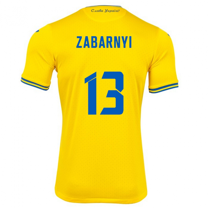 Homem Camisola Ucrânia Ilya Zabarnyi #13 Amarelo Principal 24-26 Camisa Brasil