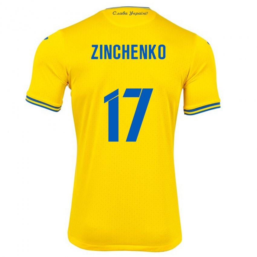 Homem Camisola Ucrânia Oleksandr Zinchenko #17 Amarelo Principal 24-26 Camisa Brasil