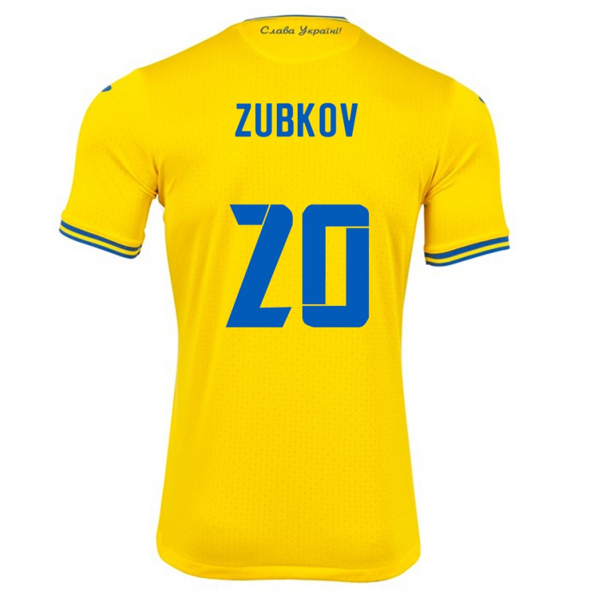 Homem Camisola Ucrânia Oleksandr Zubkov #20 Amarelo Principal 24-26 Camisa Brasil