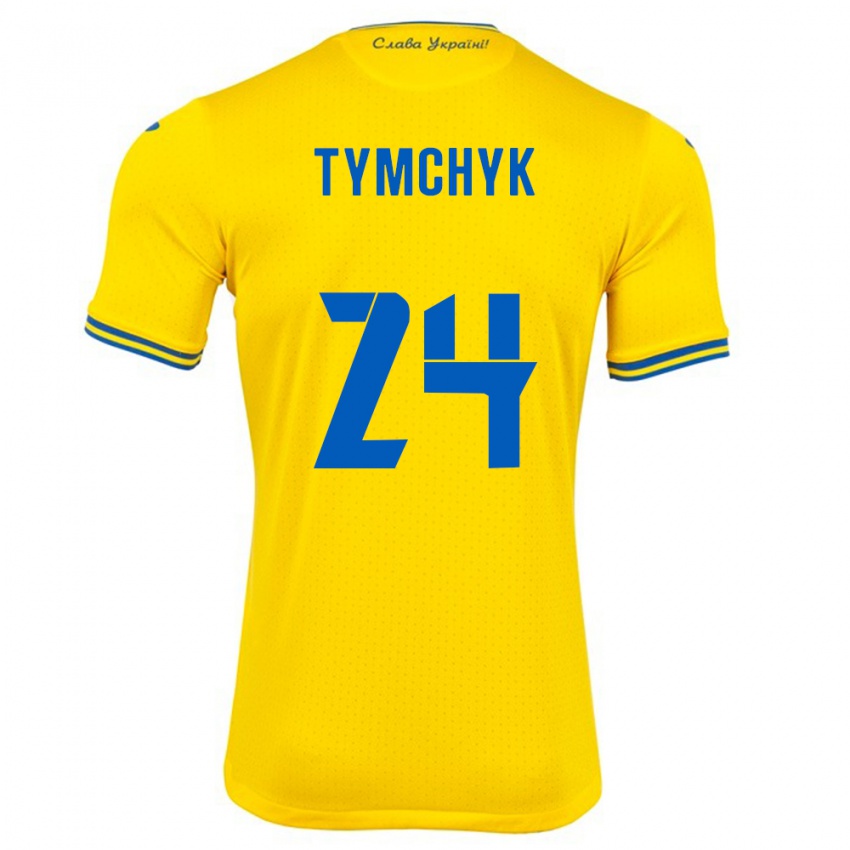 Homem Camisola Ucrânia Oleksandr Tymchyk #24 Amarelo Principal 24-26 Camisa Brasil