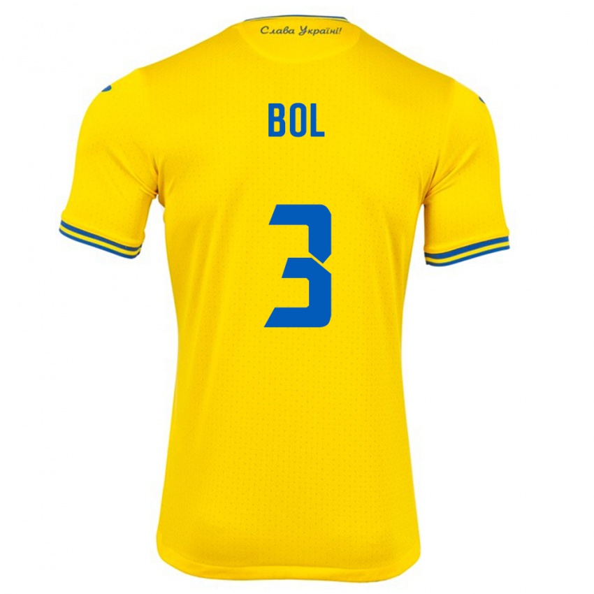 Homem Camisola Ucrânia Anton Bol #3 Amarelo Principal 24-26 Camisa Brasil