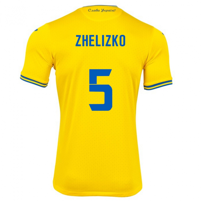 Homem Camisola Ucrânia Ivan Zhelizko #5 Amarelo Principal 24-26 Camisa Brasil