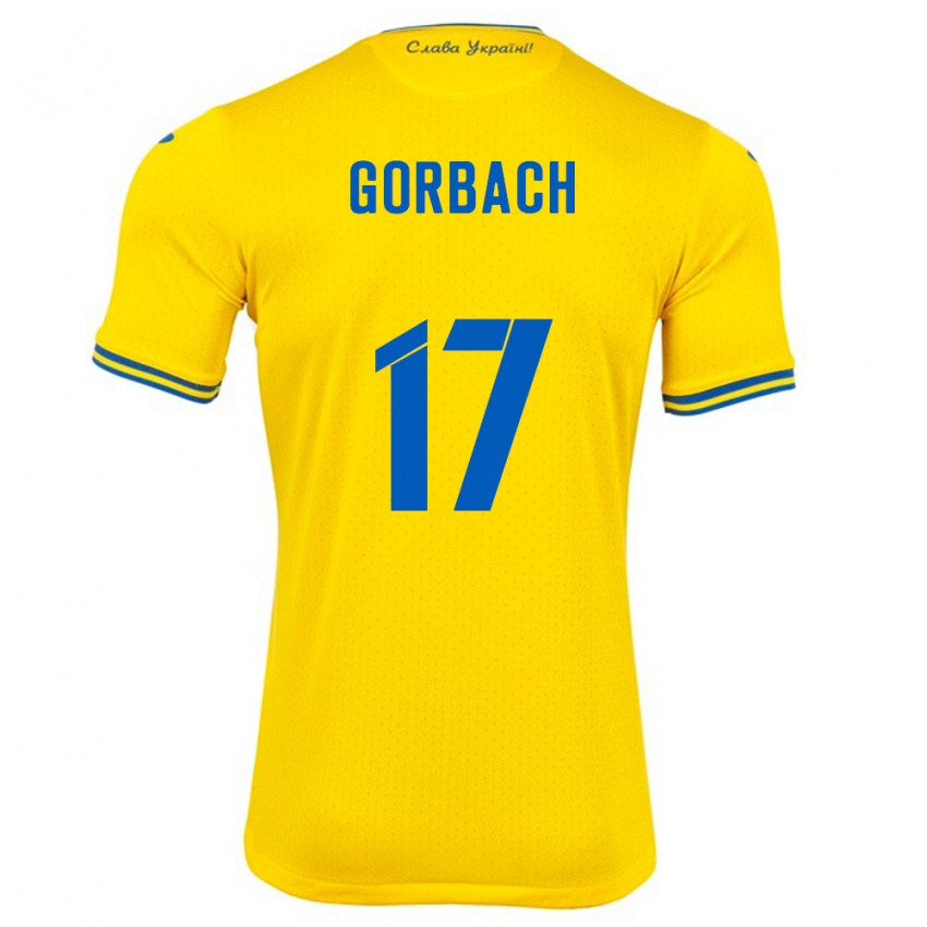 Homem Camisola Ucrânia Igor Gorbach #17 Amarelo Principal 24-26 Camisa Brasil