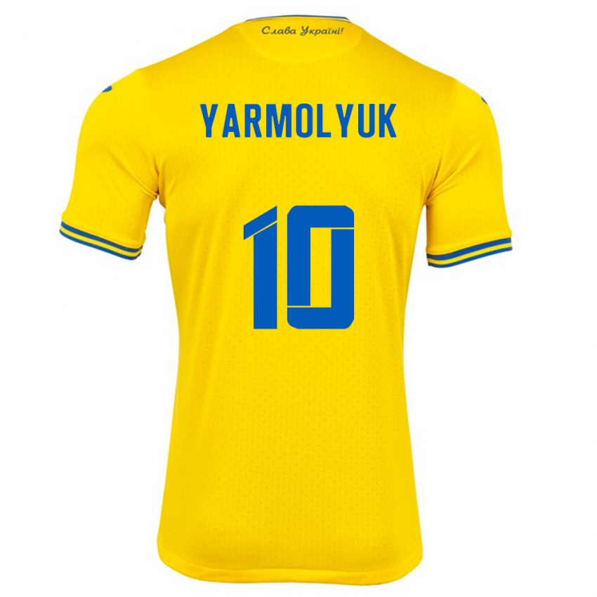 Homem Camisola Ucrânia Yegor Yarmolyuk #10 Amarelo Principal 24-26 Camisa Brasil