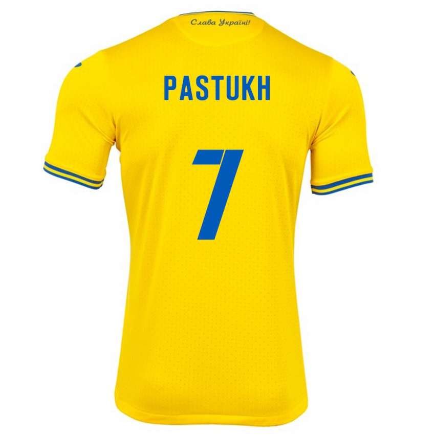 Homem Camisola Ucrânia Yevgeniy Pastukh #7 Amarelo Principal 24-26 Camisa Brasil