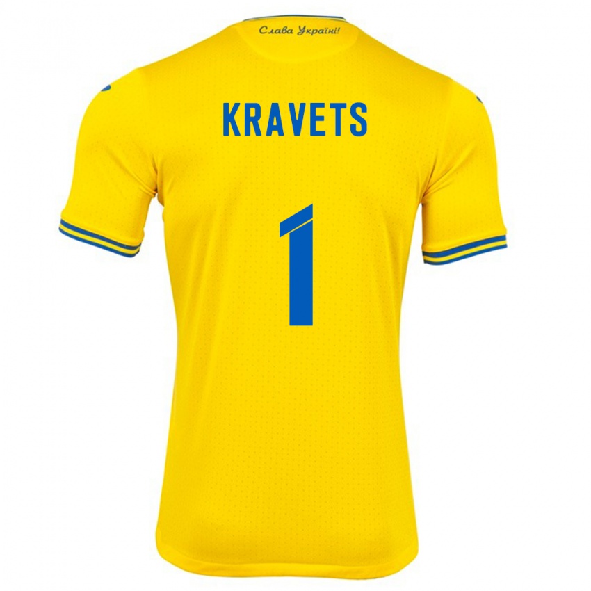 Homem Camisola Ucrânia Vladyslav Kravets #1 Amarelo Principal 24-26 Camisa Brasil