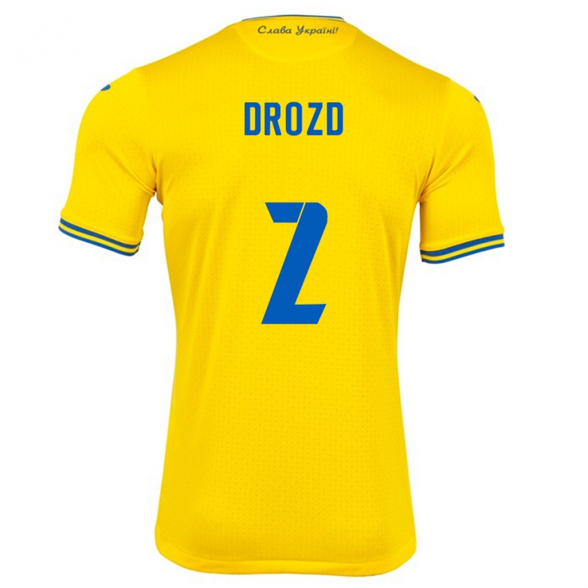 Homem Camisola Ucrânia Anton Drozd #2 Amarelo Principal 24-26 Camisa Brasil