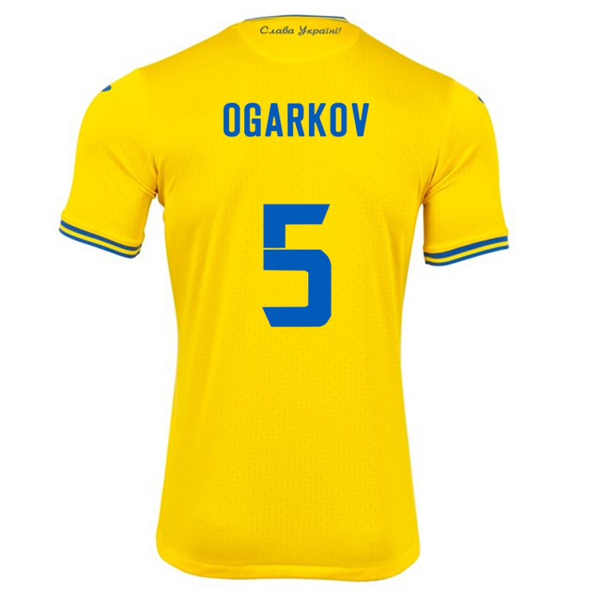 Homem Camisola Ucrânia Mykola Ogarkov #5 Amarelo Principal 24-26 Camisa Brasil