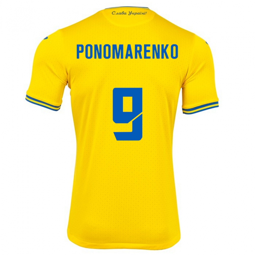 Homem Camisola Ucrânia Matviy Ponomarenko #9 Amarelo Principal 24-26 Camisa Brasil