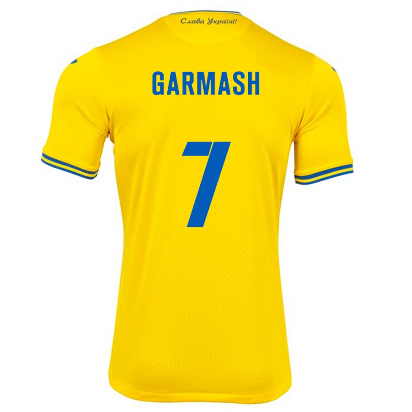 Homem Camisola Ucrânia Yevgen Garmash #7 Amarelo Principal 24-26 Camisa Brasil