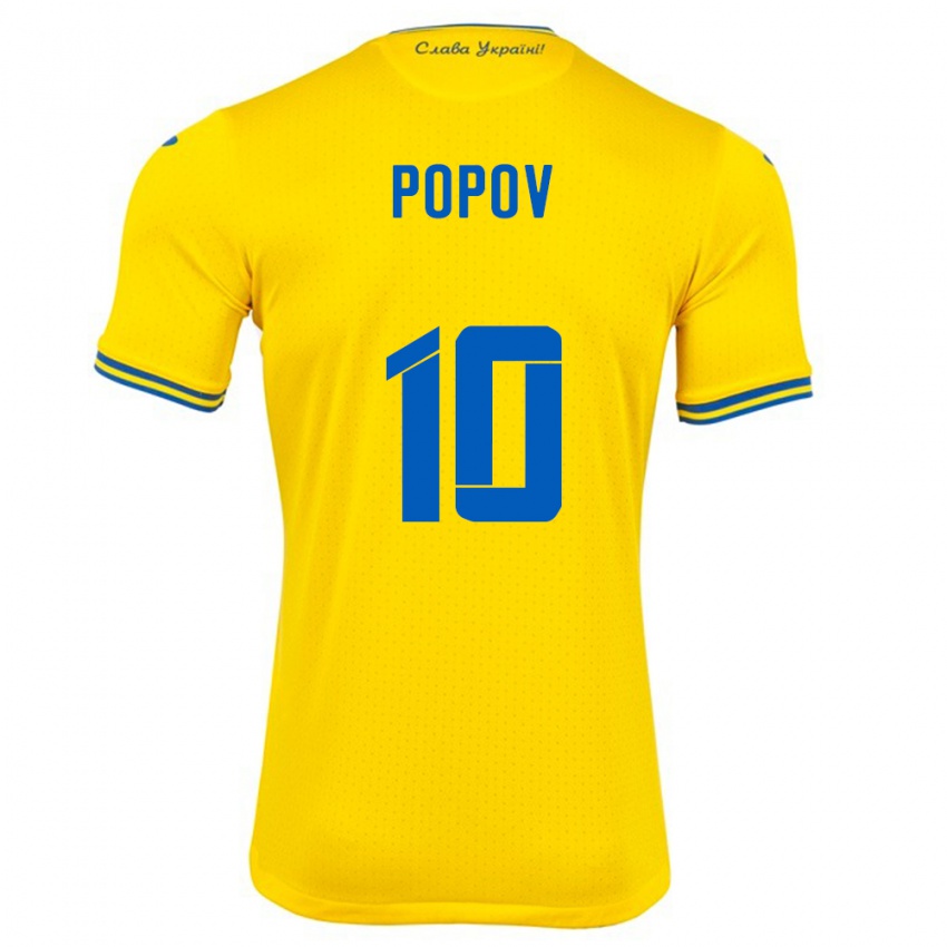 Homem Camisola Ucrânia Bogdan Popov #10 Amarelo Principal 24-26 Camisa Brasil