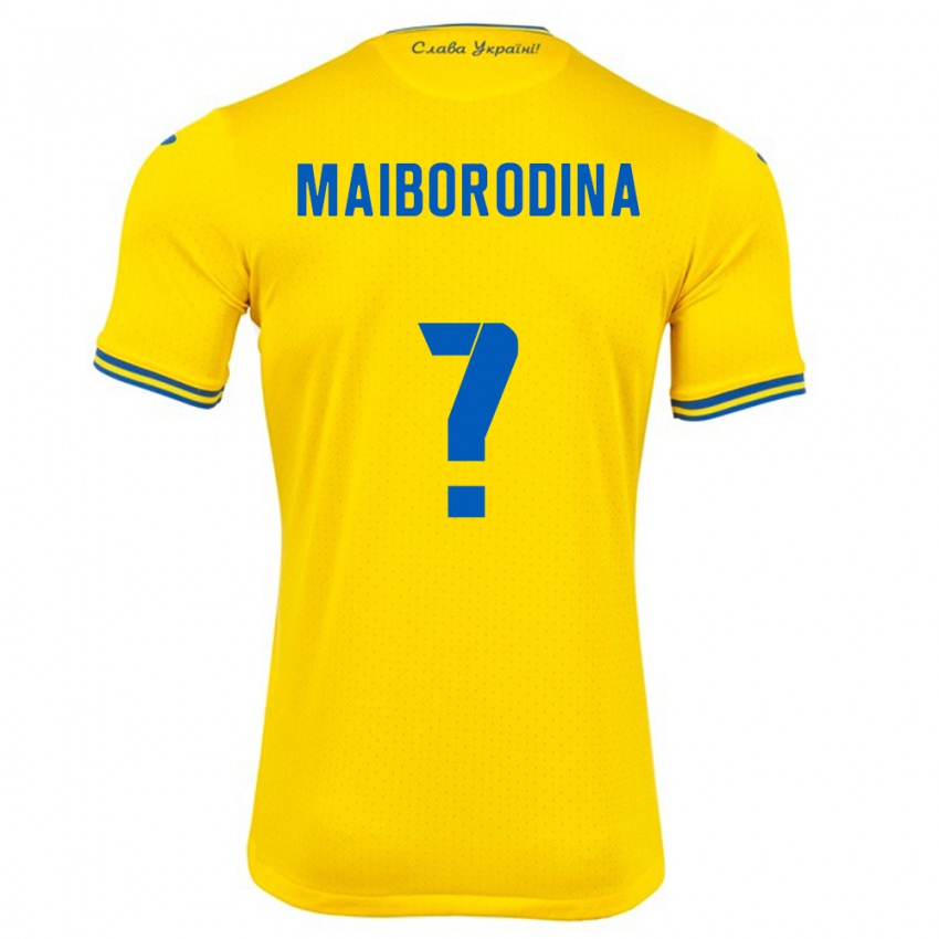 Homem Camisola Ucrânia Iryna Maiborodina #0 Amarelo Principal 24-26 Camisa Brasil