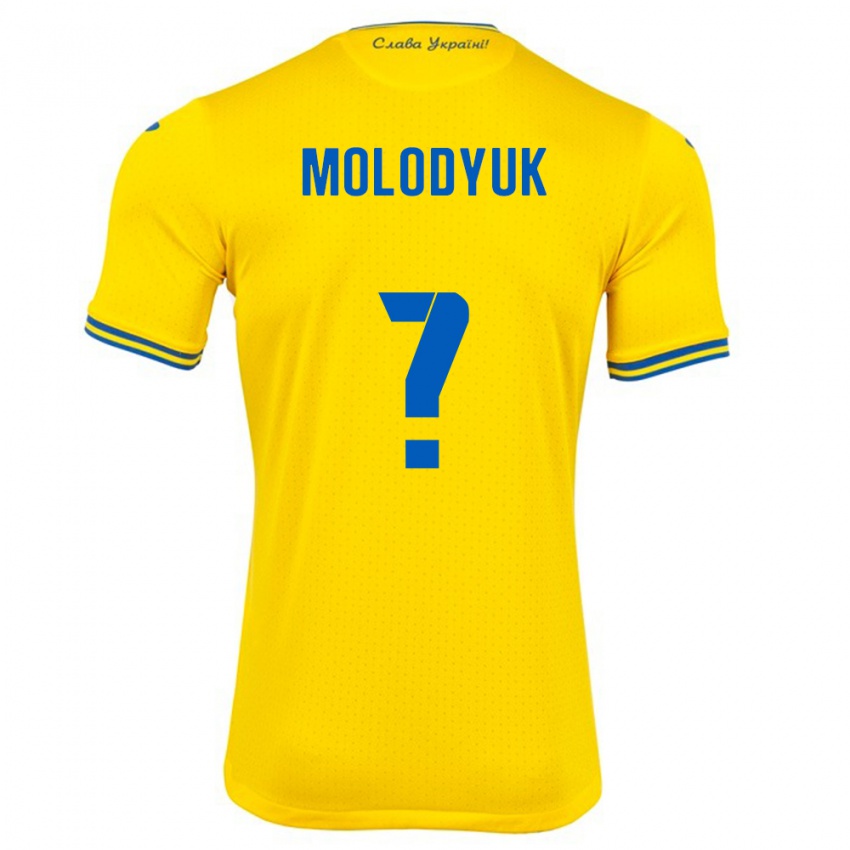 Homem Camisola Ucrânia Yelyzaveta Molodyuk #0 Amarelo Principal 24-26 Camisa Brasil