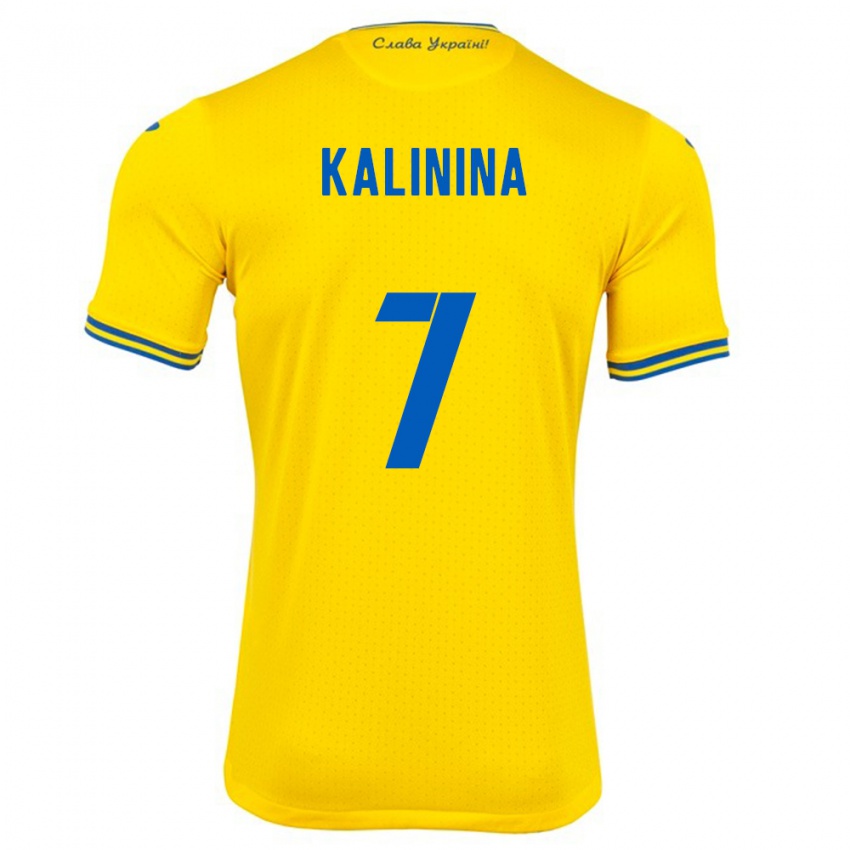 Homem Camisola Ucrânia Yana Kalinina #7 Amarelo Principal 24-26 Camisa Brasil