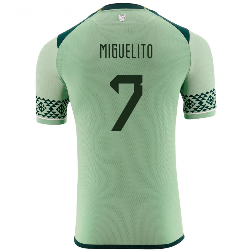 Homem Camisola Bolívia Miguelito #7 Luz Verde Principal 24-26 Camisa Brasil