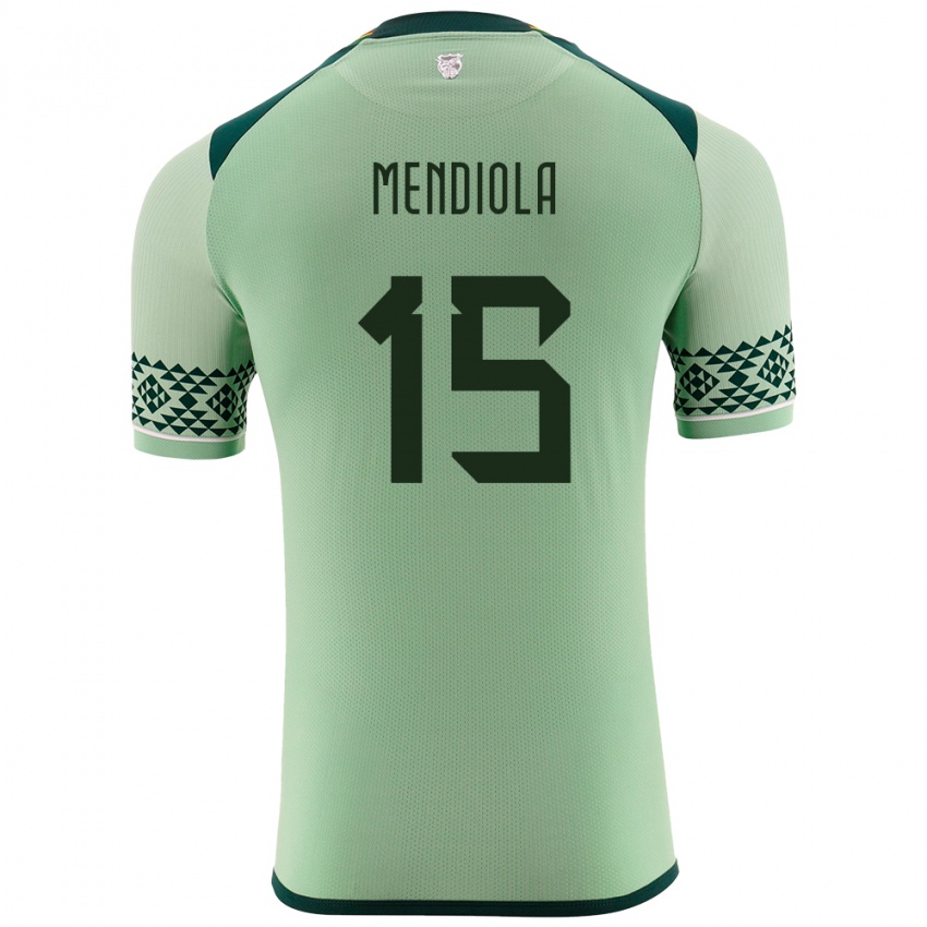 Homem Camisola Bolívia Aidé Mendiola #15 Luz Verde Principal 24-26 Camisa Brasil