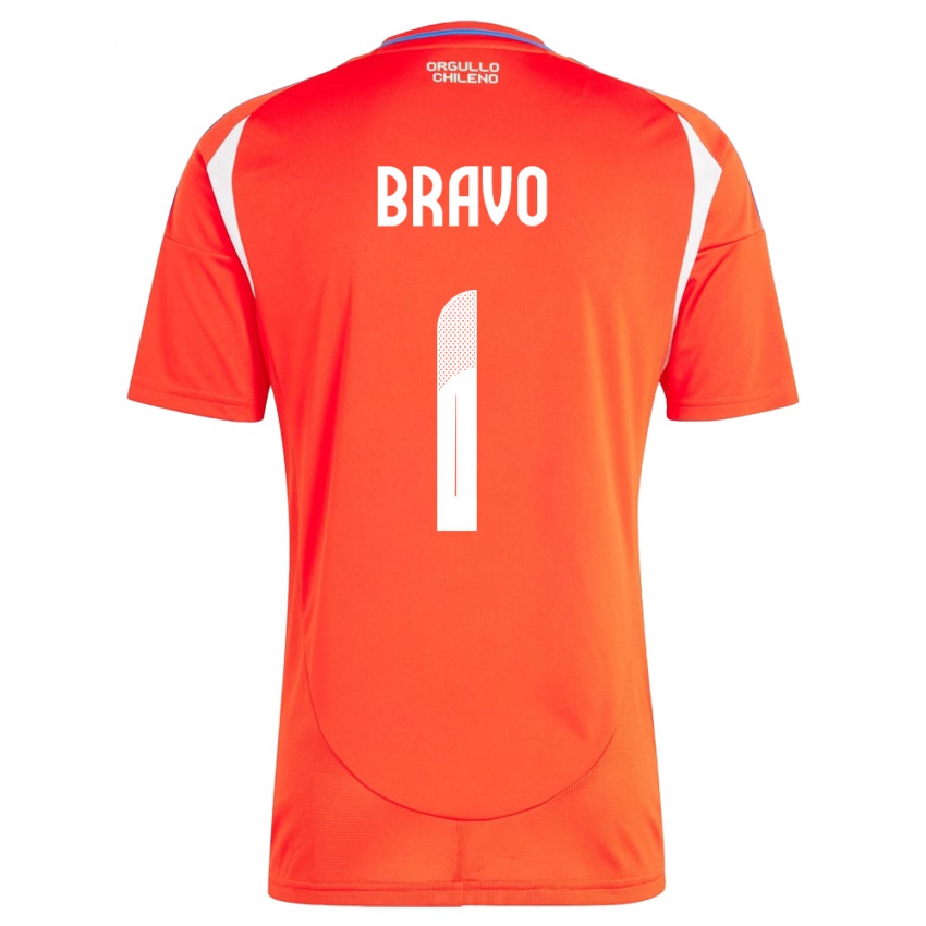 Homem Camisola Chile Claudio Bravo #1 Vermelho Principal 24-26 Camisa Brasil