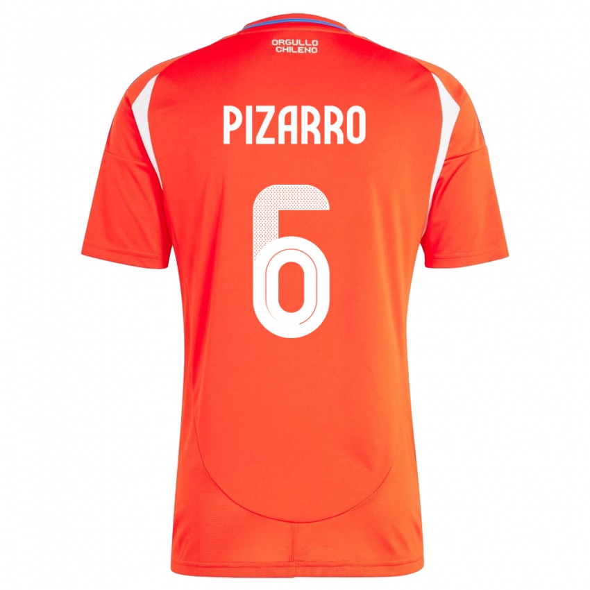 Homem Camisola Chile Vicente Pizarro #6 Vermelho Principal 24-26 Camisa Brasil