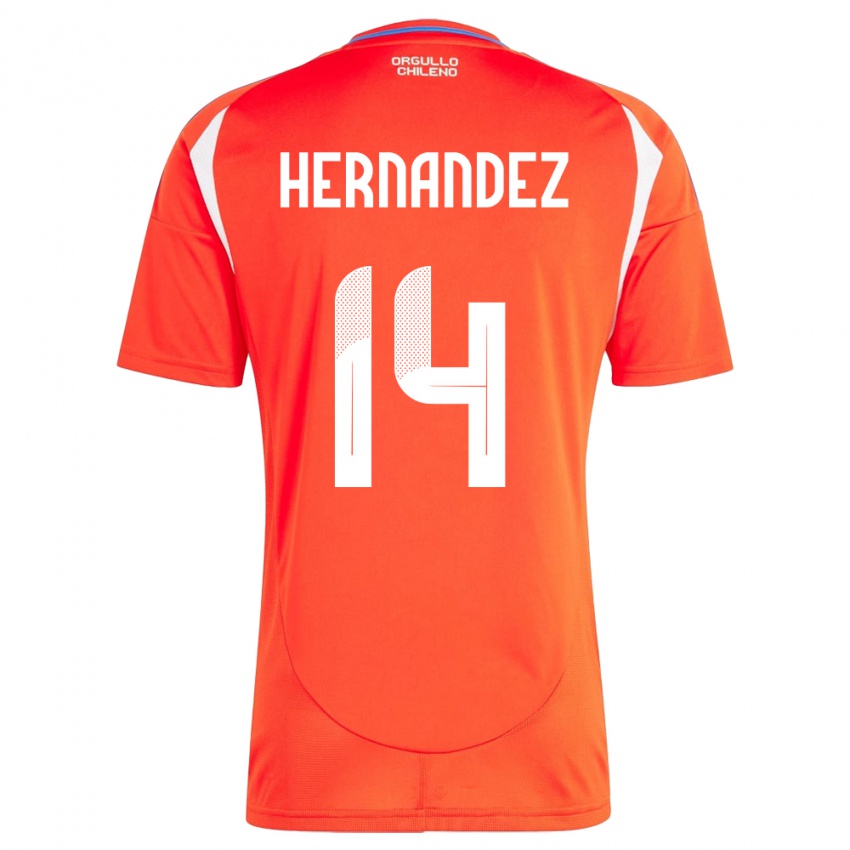 Homem Camisola Chile Leandro Hernández #14 Vermelho Principal 24-26 Camisa Brasil