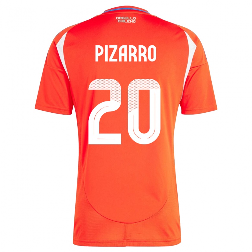 Homem Camisola Chile Damián Pizarro #20 Vermelho Principal 24-26 Camisa Brasil