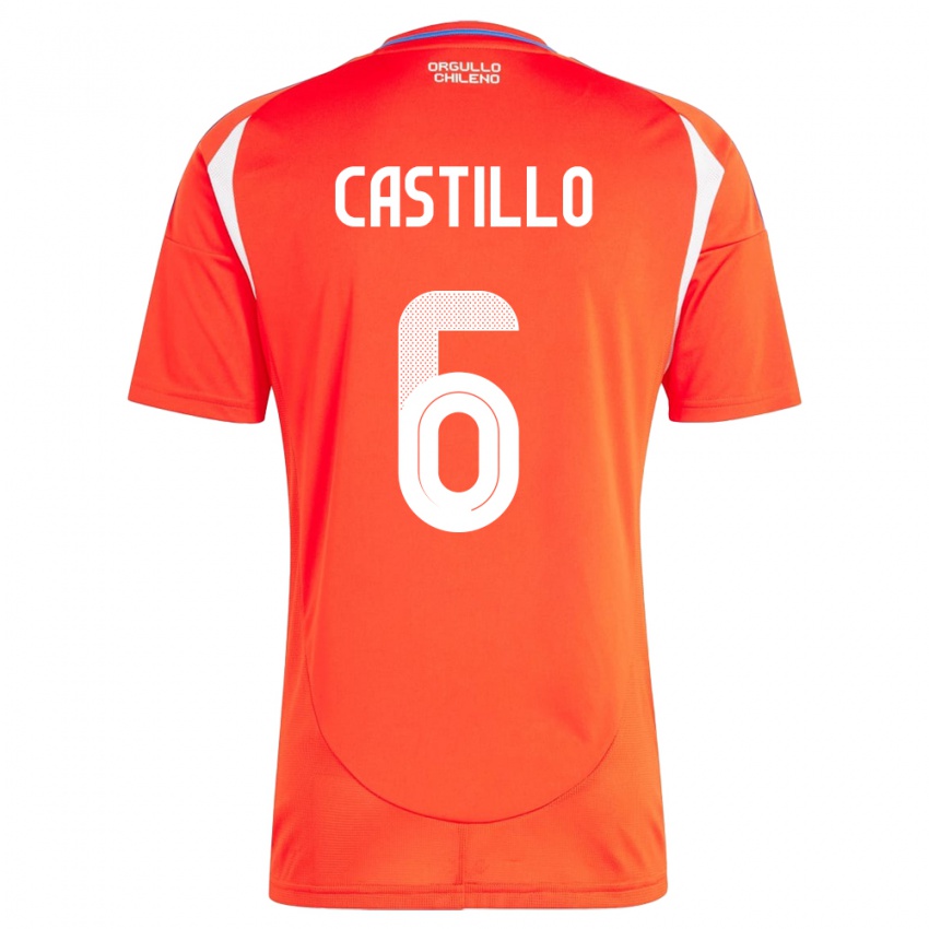 Homem Camisola Chile Cristóbal Castillo #6 Vermelho Principal 24-26 Camisa Brasil