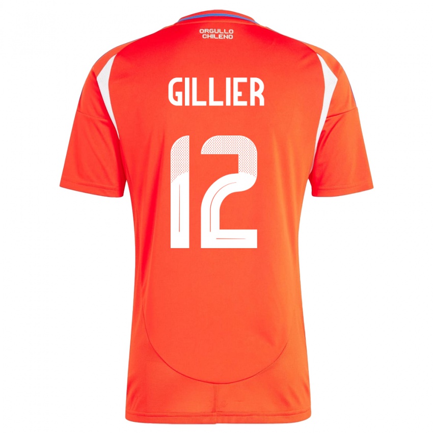 Homem Camisola Chile Thomas Gillier #12 Vermelho Principal 24-26 Camisa Brasil