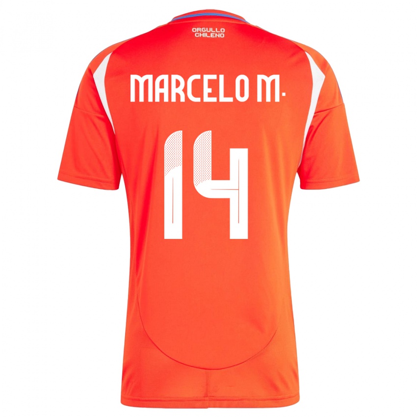 Homem Camisola Chile Marcelo Morales #14 Vermelho Principal 24-26 Camisa Brasil