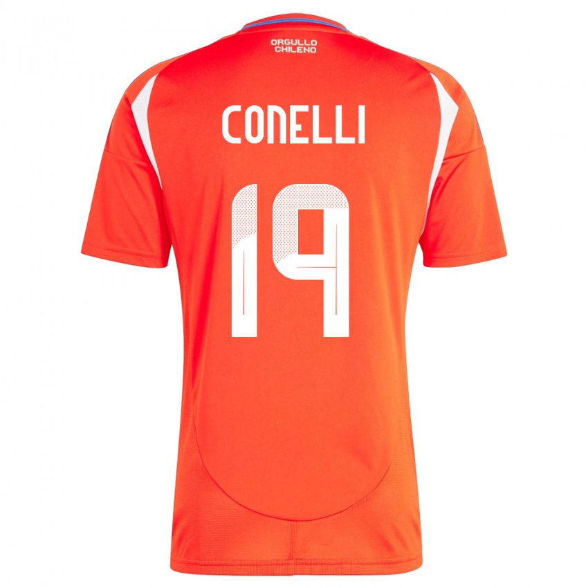 Homem Camisola Chile Vicente Conelli #19 Vermelho Principal 24-26 Camisa Brasil