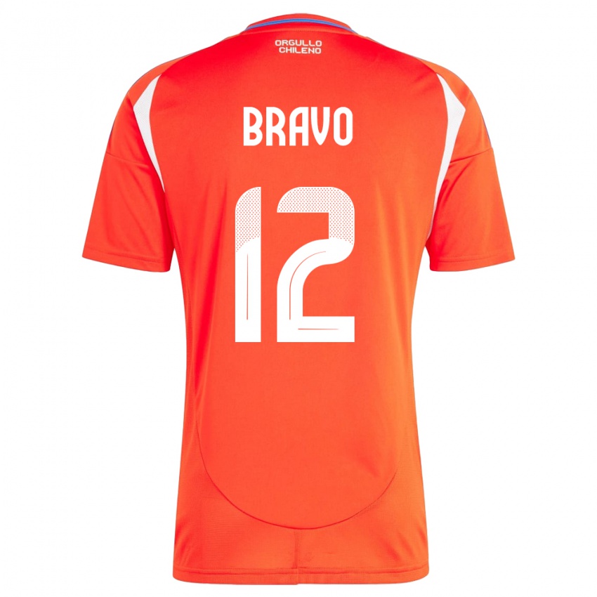 Homem Camisola Chile Christian Bravo #12 Vermelho Principal 24-26 Camisa Brasil