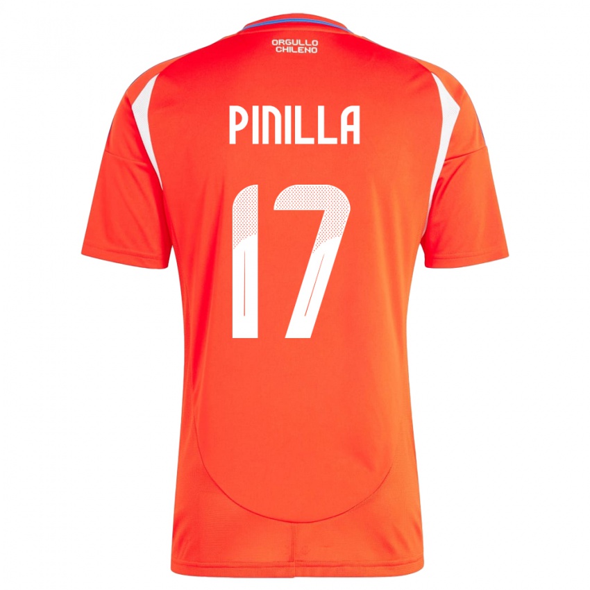 Homem Camisola Chile Fernanda Pinilla #17 Vermelho Principal 24-26 Camisa Brasil