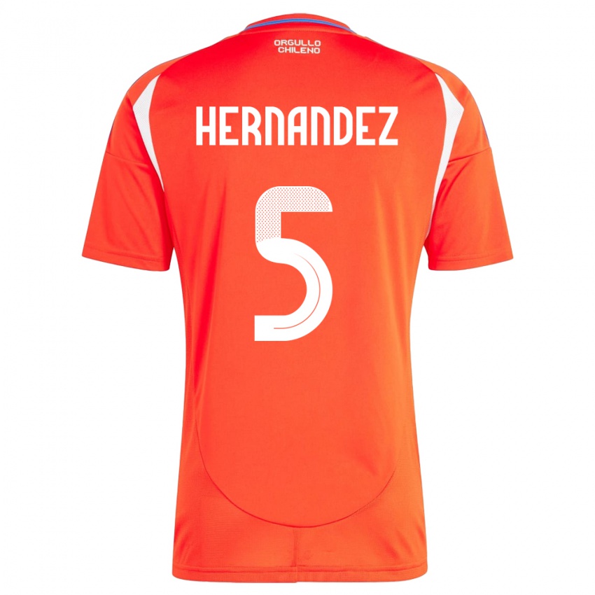 Homem Camisola Chile Monserrat Hernández #5 Vermelho Principal 24-26 Camisa Brasil