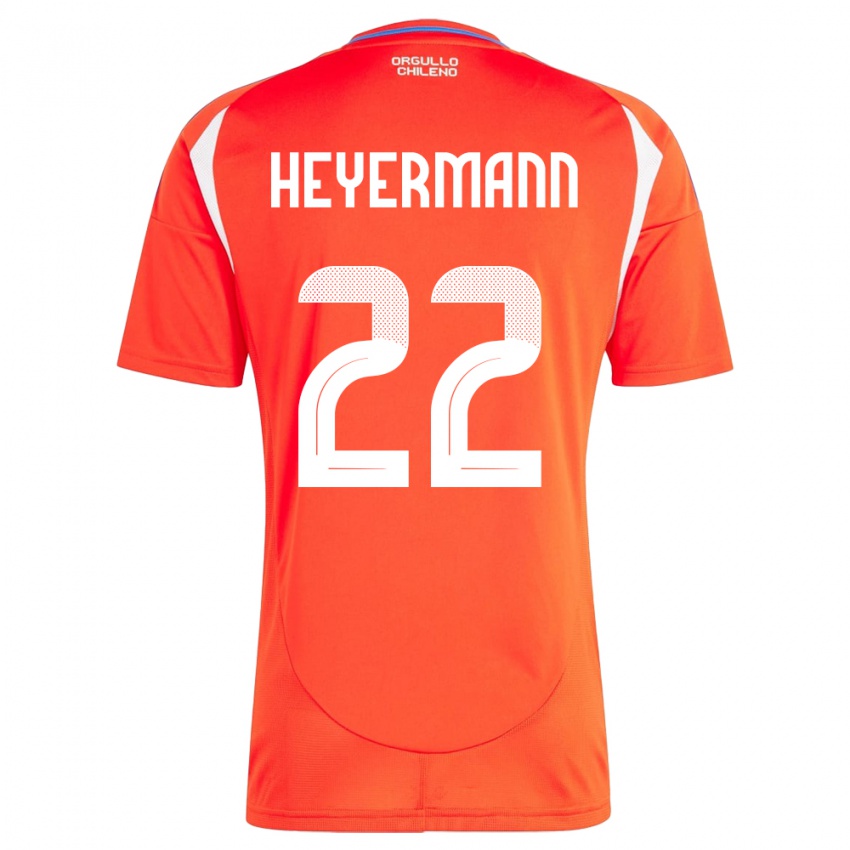 Homem Camisola Chile Agustina Heyermann #22 Vermelho Principal 24-26 Camisa Brasil