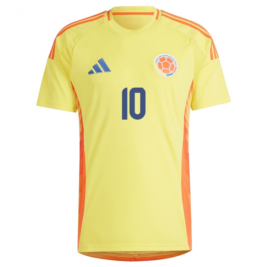 Homem Camisola Colômbia James Rodríguez #10 Amarelo Principal 24-26 Camisa Brasil