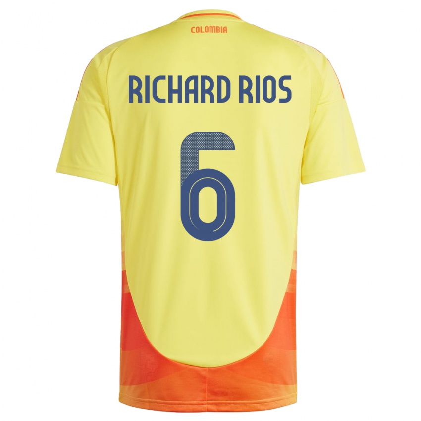Homem Camisola Colômbia Richard Ríos #6 Amarelo Principal 24-26 Camisa Brasil