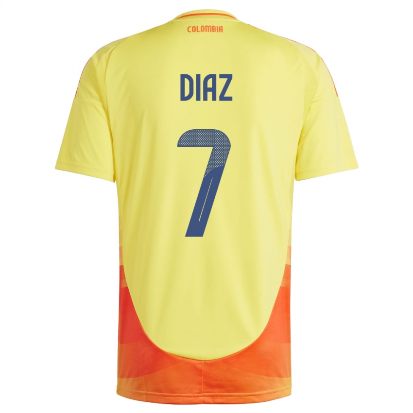 Homem Camisola Colômbia Luis Díaz #7 Amarelo Principal 24-26 Camisa Brasil